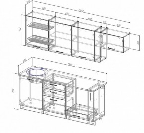 Кухонный гарнитур Антрацит 2550 (Стол. 26мм) в Сысерти - sysert.ok-mebel.com | фото 2