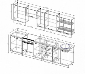 Кухонный гарнитур Антрацит 3000 (Стол. 26мм) в Сысерти - sysert.ok-mebel.com | фото 2