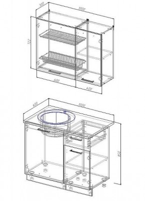 Кухонный гарнитур Графика 1000 (Стол. 26мм) в Сысерти - sysert.ok-mebel.com | фото 2