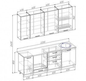 Кухонный гарнитур Капри 2200 h950 (Стол. 26мм) в Сысерти - sysert.ok-mebel.com | фото 2