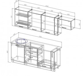 Кухонный гарнитур Вегас 2550 (Стол. 26мм) в Сысерти - sysert.ok-mebel.com | фото 2