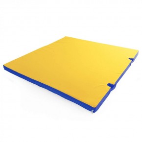 Мат гимнастический 1х1х0,08м с вырезом под стойки цв. синий-желтый в Сысерти - sysert.ok-mebel.com | фото 1