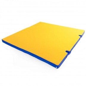 Мат гимнастический 1х1х0,05м с вырезом под стойки цв. синий-желтый в Сысерти - sysert.ok-mebel.com | фото 1