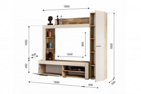НИКОЛЬ Гостиная (Дуб крафт серый/софт айвори) в Сысерти - sysert.ok-mebel.com | фото 2