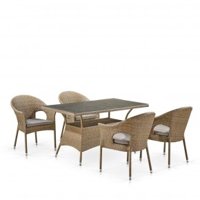 Обеденный комплект плетеной мебели T198B/Y79B-W56 Light Brown (4+1) в Сысерти - sysert.ok-mebel.com | фото 1