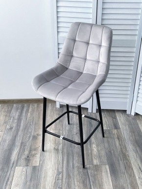Полубарный стул ХОФМАН, цвет H-09 Светло-серый, велюр / черный каркас H=63cm М-City в Сысерти - sysert.ok-mebel.com | фото 4