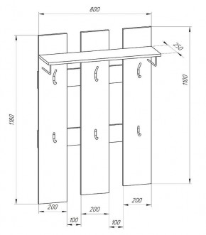 Прихожая-вешалка большая 800 в Сысерти - sysert.ok-mebel.com | фото 2