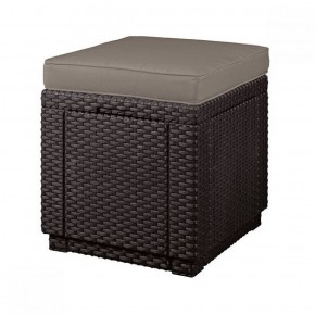 Пуфик Куб с подушкой (Cube with cushion) коричневый - серо-бежевый* в Сысерти - sysert.ok-mebel.com | фото 1