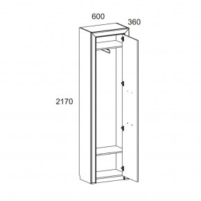 Шкаф 1DW, OLIVIA, цвет вудлайн крем/дуб анкона в Сысерти - sysert.ok-mebel.com | фото 2