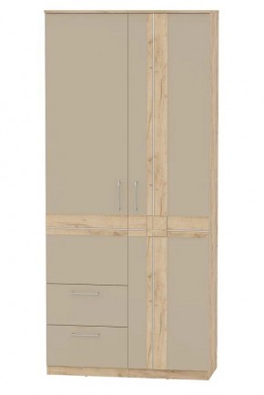 Шкаф 2-х дверный с ящиками ПРЕЗЕНТ 4-4819 (Дуб Крафт Золотой/Капучино/Дуб Мадейра) в Сысерти - sysert.ok-mebel.com | фото