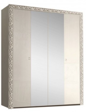Шкаф 4-х дв. (с зеркалами) Premium слоновая кость/серебро (ТФШ1/4(П) в Сысерти - sysert.ok-mebel.com | фото