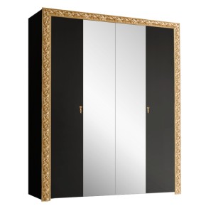 Шкаф 4-х дв. с зеркалами Тиффани Premium черная/золото (ТФШ1/4(П) в Сысерти - sysert.ok-mebel.com | фото