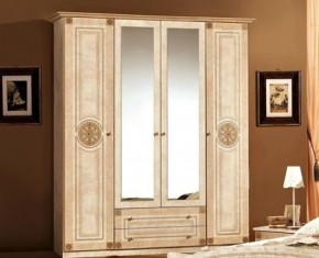 Шкаф 4-х дверный с зеркалами (02.144) Рома (беж) в Сысерти - sysert.ok-mebel.com | фото