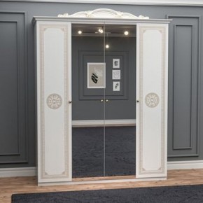 Шкаф 4-х дверный с зеркалами (12.244) Грация (белый/золото) в Сысерти - sysert.ok-mebel.com | фото