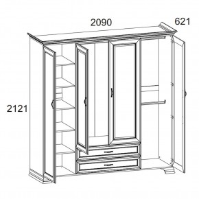 Шкаф 4D2S Z, TIFFANY, цвет вудлайн кремовый в Сысерти - sysert.ok-mebel.com | фото