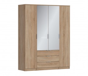 Шкаф 4х дверный с зеркалами Николь СБ-2595/1 (Дуб Сонома) в Сысерти - sysert.ok-mebel.com | фото
