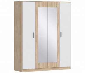 Шкаф 4х дверный с зеркалами Уют СБ-2750/1 (Дуб Сонома/Белый) в Сысерти - sysert.ok-mebel.com | фото