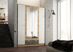 Шкаф Адель 1600 (дуб вотан/белый глянец) в Сысерти - sysert.ok-mebel.com | фото