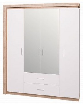 Шкаф для одежды с ящиками 4-х створчатый с зеркалом Люмен 16 в Сысерти - sysert.ok-mebel.com | фото