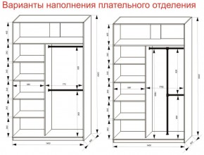 Шкаф-купе 1400 серии SOFT D6+D6+B2+PL3 (2 ящика+2штанги) профиль «Капучино» в Сысерти - sysert.ok-mebel.com | фото 8