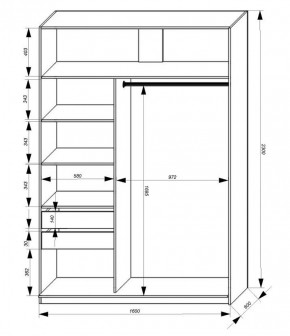 Шкаф-купе 1600 серии SOFT D1+D3+B2+PL1 (2 ящика+1штанга) профиль «Графит» в Сысерти - sysert.ok-mebel.com | фото 3