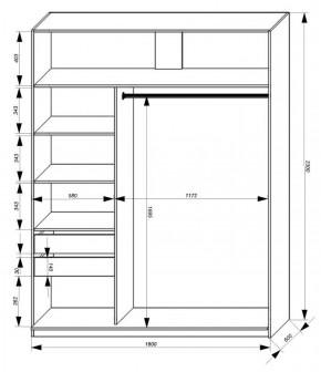 Шкаф-купе 1800 серии SOFT D1+D3+B2+PL1 (2 ящика+1штанга) профиль «Графит» в Сысерти - sysert.ok-mebel.com | фото 3