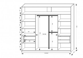 Шкаф-купе 2150 серии NEW CLASSIC K4+K4+K4+B22+PL4(по 2 ящика лев/прав+F обр.штанга) профиль «Капучино» в Сысерти - sysert.ok-mebel.com | фото 3