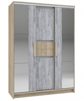 Шкаф-купе Эдем 1.5 (Дуб Крафт серый/Бетонный камень) двери ЛДСП вставка зеркало в Сысерти - sysert.ok-mebel.com | фото