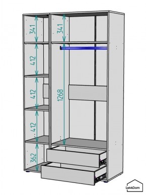 Шкаф Linnea MHR-3-2 2050х1200х510 (ДВ-М 11.1.25) в Сысерти - sysert.ok-mebel.com | фото 3