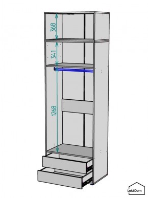 Шкаф с антресолью Linnea MHR-2A-3 2450х800х510 (ДВ-М 11.1.25) в Сысерти - sysert.ok-mebel.com | фото 3