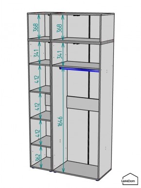 Шкаф с антресолью Linnea MHR-3A-1 2450х1200х510 (ДВ-М 11.1.25) в Сысерти - sysert.ok-mebel.com | фото 3