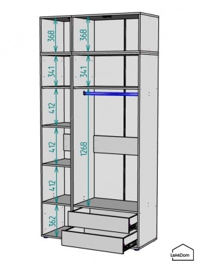 Шкаф с антресолью Linnea MHR-3A-2 2450х1200х510 (ДВ-М 11.1.25) в Сысерти - sysert.ok-mebel.com | фото 3