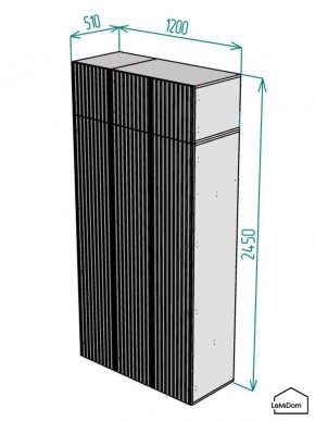 Шкаф с антресолью Linnea MHR-3POA-1 2450х1200х510 (Белый-М 11.1.1) в Сысерти - sysert.ok-mebel.com | фото 2
