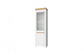 Шкаф с витриной  1V1D, TAURUS, цвет белый/дуб вотан в Сысерти - sysert.ok-mebel.com | фото 1