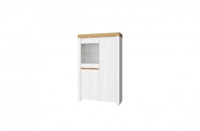 Шкаф с витриной 1V2D, TAURUS, цвет белый/дуб вотан в Сысерти - sysert.ok-mebel.com | фото 1