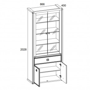 Шкаф с витриной 2V2D1S, MAGELLAN, цвет Сосна винтаж в Сысерти - sysert.ok-mebel.com | фото 2