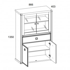 Шкаф с витриной 2V2D1SL, MAGELLAN, цвет Сосна винтаж в Сысерти - sysert.ok-mebel.com | фото 3