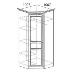 Шкаф угловой №183 "Лючия" Фасад зеркало (Угол 1007*1007) Дуб оксфорд в Сысерти - sysert.ok-mebel.com | фото 2