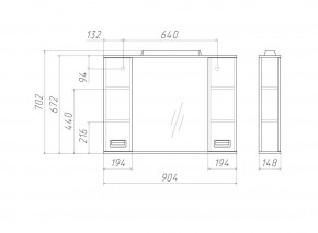 Шкаф-зеркало Cube 90 Эл. Домино (DC5012HZ) в Сысерти - sysert.ok-mebel.com | фото 2