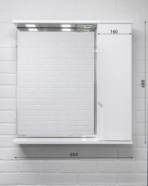 Шкаф-зеркало Optima 65 Эл. правый глянец Домино (DO1907HZ) в Сысерти - sysert.ok-mebel.com | фото 6