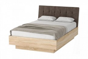 СОНАТА КРС-1400 Кровать с ПМ (дуб сонома/велюр коричневый) в Сысерти - sysert.ok-mebel.com | фото