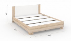 Спальня Аврора Кровать 160 со встроенным основанием под матрас Дуб сонома/Белый в Сысерти - sysert.ok-mebel.com | фото 2