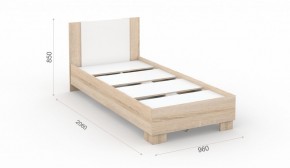Спальня Аврора Кровать 90 со встроенным основанием под матрас Дуб сонома/Белый в Сысерти - sysert.ok-mebel.com | фото 2