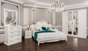 Спальня Мишель 5-ти ств (белый матовый/экокожа) в Сысерти - sysert.ok-mebel.com | фото