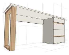 Стол письменный с тумбой 4 ящика (1650) в Сысерти - sysert.ok-mebel.com | фото 2