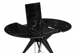 Стол стеклянный Рикла 110(150)х110х76 черный мрамор / черный в Сысерти - sysert.ok-mebel.com | фото 4