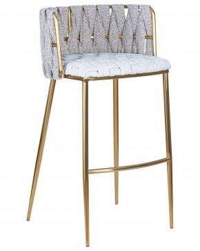 Стул барный DOBRIN EMMA GOLD, белый PU (T-01), белая ткань (F-49) в Сысерти - sysert.ok-mebel.com | фото