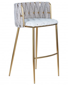 Стул барный DOBRIN EMMA GOLD, белый PU (T-01), белая ткань (F-49) в Сысерти - sysert.ok-mebel.com | фото 2