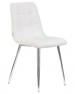 Стул обеденный DOBRIN ALEX, хром ножки, белая экокожа (P-02) в Сысерти - sysert.ok-mebel.com | фото