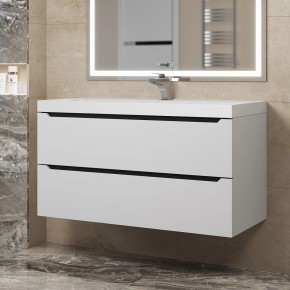 Тумба под раковину Uperwood Tanos 100 см, подвесная, белая/графит в Сысерти - sysert.ok-mebel.com | фото